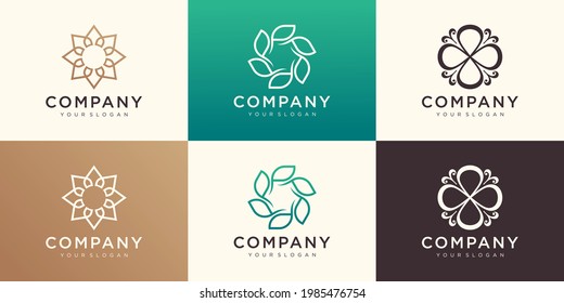 Minimalist elegant Flower logo design with circular concept.