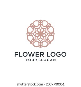 Minimalist elegant flower logo design for beauty cosmetics yoga and spa
