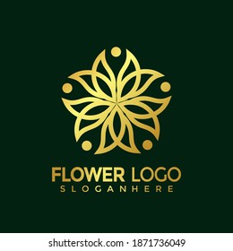 Minimalist Elegant Flower logo, Golden Luxury modern logos Design Vector