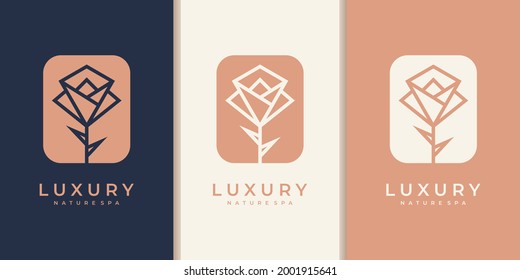 Minimalist elegant flower rose beauty. logo use cosmetics, yoga and spa logo inspiration