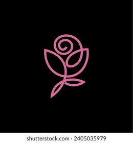 Elegante y minimalista flor de belleza rosa con estilo de arte lineal. logotipo utilizar cosméticos, yoga y diseño del logotipo de spa inspiración