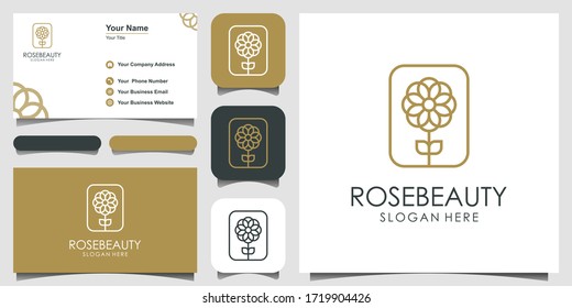 Minimalist elegant flower rose logo design for beauty, Cosmetics, yoga and spa. and business card