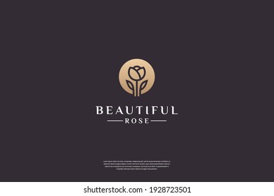 Minimalist elegant Flower Rose logo design