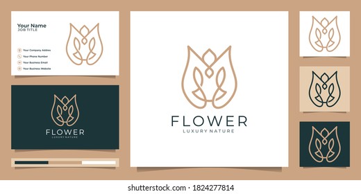Minimalist elegant flower rose luxury beauty salon, fashion, skincare, cosmetic, yoga and spa products. Premium Vector