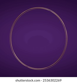 Quadro redondo de ouro elegante minimalista no fundo de cor ametista roxo. Bom para usar para decorar papelaria de casamento, chuveiro de noiva, presentes, cartões de aniversário ets.