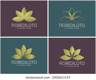 Minimalistische, elegante, goldene Lotusblumen-Logo-Kollektion für Beauty und Spa