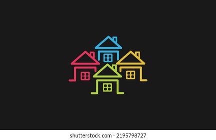 Minimalist elegant home design logo with the line art style