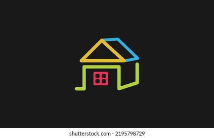 Minimalist elegant home design logo with line art style