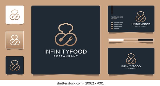 Minimalist elegant infinity with food symbol for restaurant, bar, cafe.