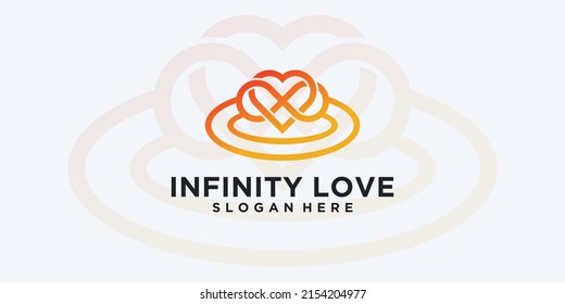 Minimalist elegant infinity love logo. Luxury beauty salon, fashion, skin care, cosmetic, yoga and spa products