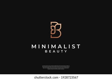 Minimalist elegant initial B and leaf logo design with infinity symbol