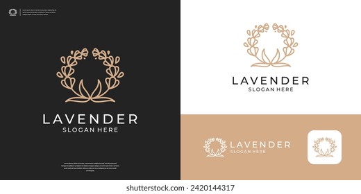 Minimalist elegant Lavender logo and branch