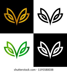 minimalist elegant leaf logo design inspiration with line art style