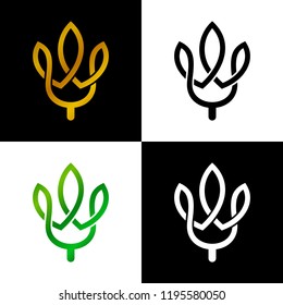 minimalist elegant leaf logo design inspiration with line art style