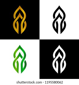 minimalist elegant leaf logo design inspiration with line art style