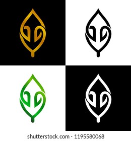 minimalist elegant leaf logo design inspiration with line art style