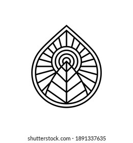 Minimalist elegant Leaf Sun Water logo design with line art style