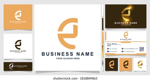 Plantilla de logotipo de letra e monograma elegante y minimalista con diseño de tarjeta de visita