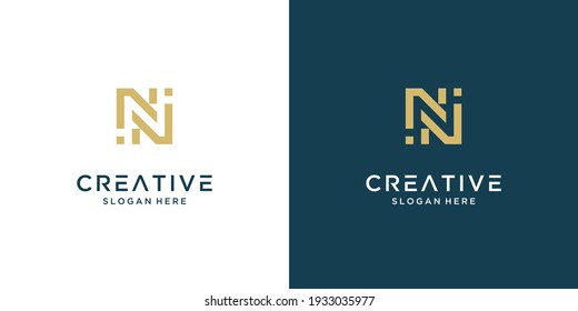 Minimalist elegant letter N logo design premium