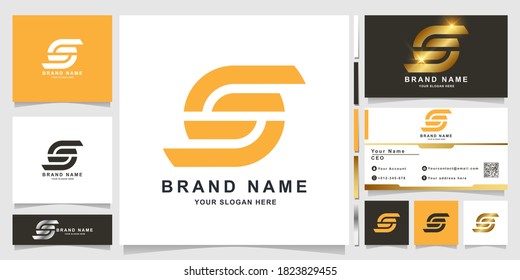 Letra minimalista elegante modelo de logotipo S en monograma con diseño de tarjeta de visita