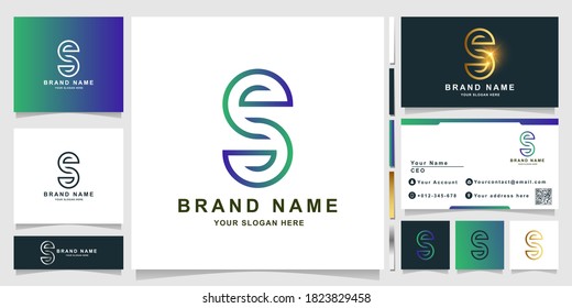 Minimalist elegant letter S monogram logo template with business card design