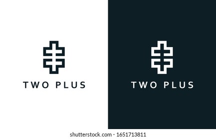 Minimalist elegant line art abstract two plus logo.