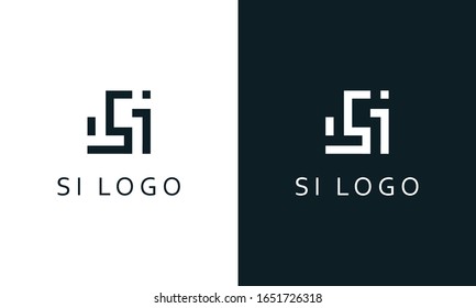 Letra minimalista y elegante de la línea de arte logo SI. Este icono del logotipo incorpora dos letras S y I de forma creativa.