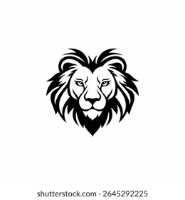 Minimalist and Elegant Lion Head Silhouette Logo Design in Black and White for Premium Branding and Corporate Identity