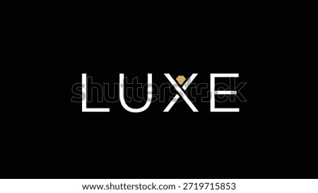 A minimalist and elegant logo featuring the word 'LUXE' in white, with a small gold diamond replacing the 'X'. The dark background emphasizes the