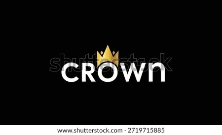A minimalist and elegant logo featuring the word 'CROWN' in bold white letters, with a stylized golden crown emblem positioned above the central