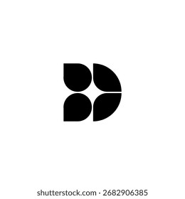 El logotipo minimalista y elegante utiliza cuatro Formas en forma de lágrima para formar la letra BD. El diseño abstracto y orgánico sugiere naturaleza, crecimiento y belleza, lo que lo hace perfecto para el bienestar, el lujo o la consultoría