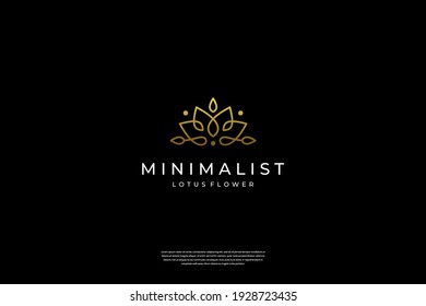 Minimalist Elegant Lotus Flower Logo Design With Line Art Style