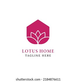 Minimalist elegant lotus home logo with plant tree flower organic house
