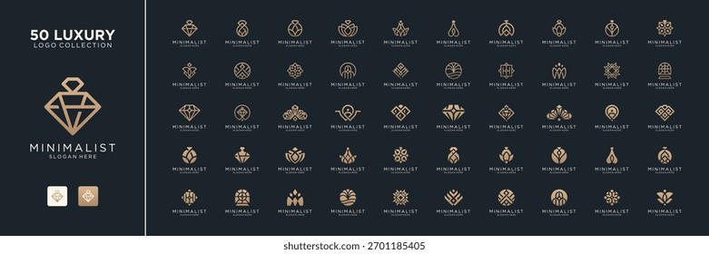 Minimalist elegant mega logo collection. Abstract luxury ornament logo and icon. Symbol for beauty logo vector illustration.