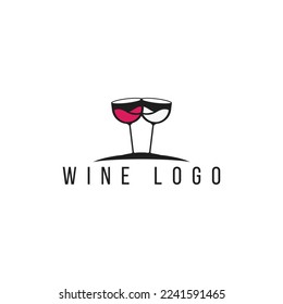 Minimalist, elegant and modern wine glass logo template, great for beverage business, wine simple logo