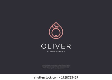 Minimalist elegant Olive Oil logo design with line art style