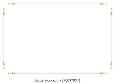 Minimalist Elegant Ornate Border Frame Gold with Swirl Corners. 2