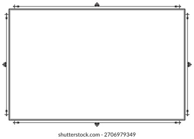 Marco de borde adornado elegante minimalista negro con esquinas de remolino. 3.
