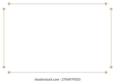 Minimalist Elegant Ornate Border Frame Gold with Swirl Corners. 7