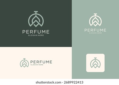 Minimalistisch elegantes Parfum Logo Design. Luxuriöse Linie Kunst Logo Vorlage.