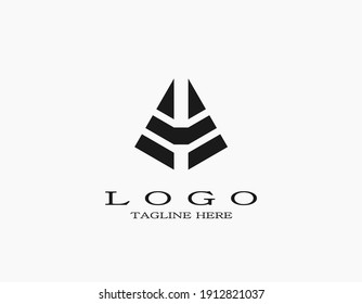 Minimalist elegant pyramid or triangle logo that formed from the black line. Creative pyramid logo template vector illustration.