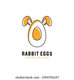 Minimalist and elegant rabbit egg abstract logo design in a flat style