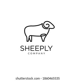 Minimalist elegant sheeply logo design with line art style template vector