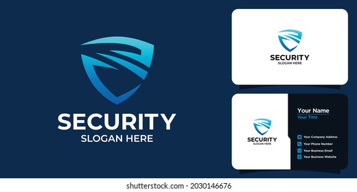 Logo minimalista elegante de la línea de protección con marca de tarjeta de visita