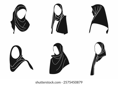 A minimalist and elegant silhouette of a Muslim woman wearing a hijab. This design represents modesty, grace, and Islamic culture, making it perfect for use in cultural, religious, and lifestyle