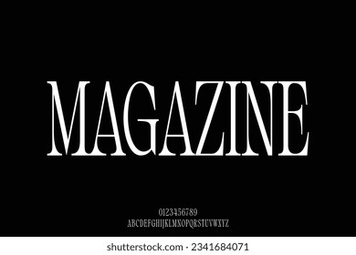 Minimalist elegant tall serif typeface display font vector. Luxury magazine typography style illustration