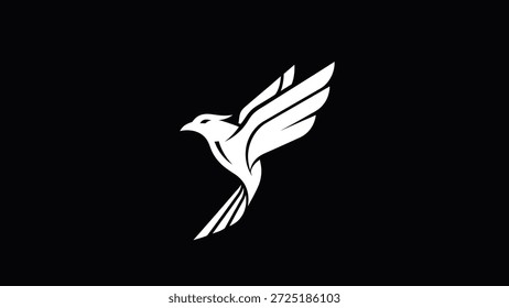 A minimalist and elegant white bird in flight, captured in a dynamic and graceful pose, suitable for various branding and design projects.