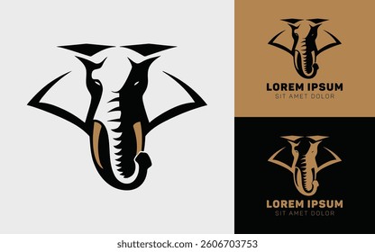 Minimalist Elephant Cartoon Logo Design