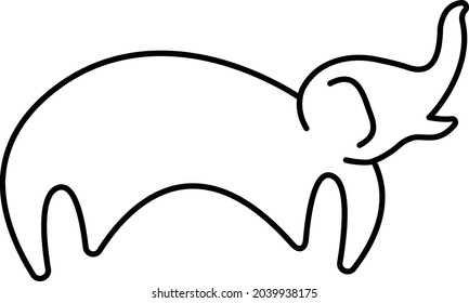 Minimalist Elephant Drawing, Elephant Vector
