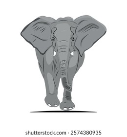 Minimalist Elephant Illustration, African Wildlife Concept, Animal Conservation Design,
 Nature-Themed Art for Educational Materials, Posters, or Children's Books